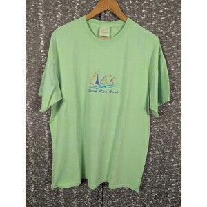 Vintage B.A.G.S. Embroidered Santa Rosa Beach Florida Green Short Sleeve‎ Shirt